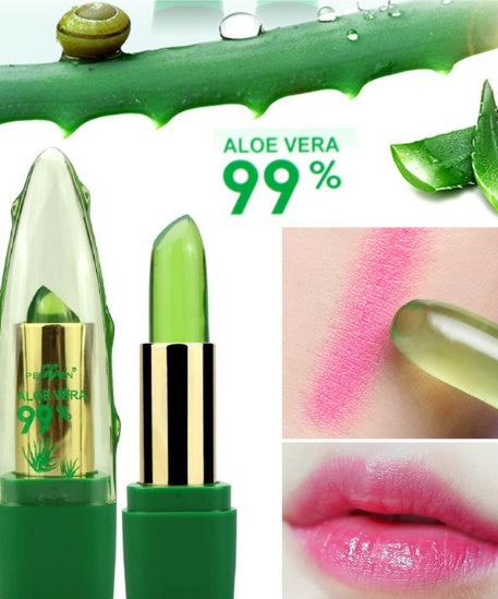 Aloe Vera Gel Color Changing Lipstick Gloss  Moisturizer Anti-drying Desalination Fine-grain Lip Blam Care