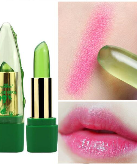 Aloe Vera Gel Color Changing Lipstick Gloss  Moisturizer Anti-drying Desalination Fine-grain Lip Blam Care